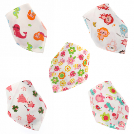 5-piece Animal Print Baby Cotton Cartoon Bib