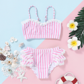 Striped Slip Top and Shorts Swimsuit