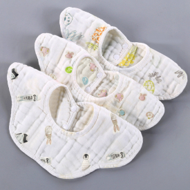 3-piece Animal Floral Print Baby Detachable Cotton Cartoon Print Bib