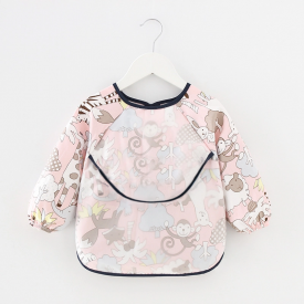 1 Pc Cartoon Animal Monkey Print Waterproof Eating Cloth Bib for Baby