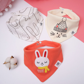 3-piece Lovely Rabbit Print Baby Detachable Cotton Cartoon Bib