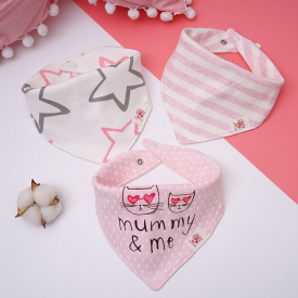3-piece Cat Print Baby Detachable Cotton Cartoon Bib