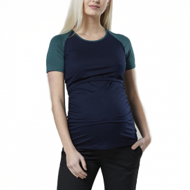Casual Colorblock Short-sleeve Nursing Tee