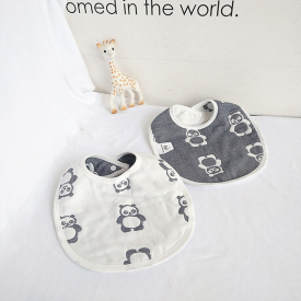 Panda Print Baby Detachable Cotton Cartoon Bib
