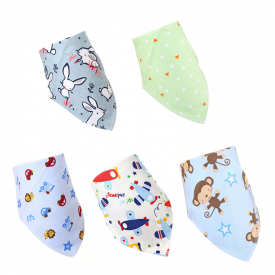 5-piece Animal Cartoon Print Baby Cotton Bib