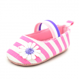 Baby / Toddler Striped Flower Embroidered First Walkers Shoes