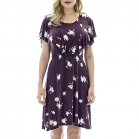 Stylish Floral Print Short-sleeve Nursing Dress