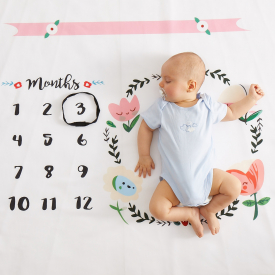 12 Monthly Flower Print Baby Milestone Photography Newborn Soft Baby Photography Props Background Blanket photo