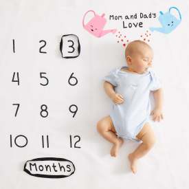 “Mom and Dad’s Love” Print Baby Milestone Blanket Photography Background Prop
