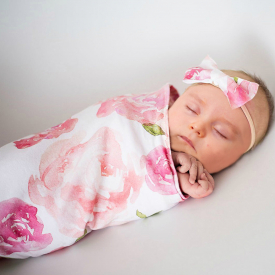 Big Floral Print Sleeping Bag and Headband