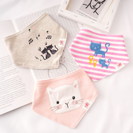 3-piece Cartoon Animal Print Softness Cotton Baby Bibs
