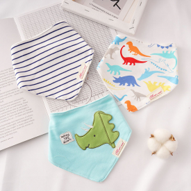 3-pack Double-layer Softness Dinosaur Cartoon Print Bibs Set