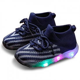 Toddler / Kid Solid Fly- Knitted  LED Athletic Shoes