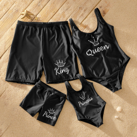 Classic Letter Print Matching Swimsuits