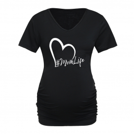 Casual Letter Print Short-sleeve Maternity Tee