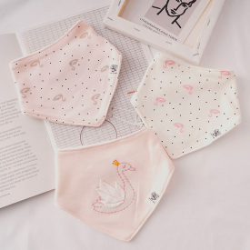 3-pack Lovely Double-layer Cartoon Goose Print Snap Design Bibs Set