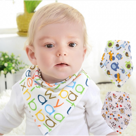 3-pack Softness Breathable Cartoon Letter Print Bibs Set