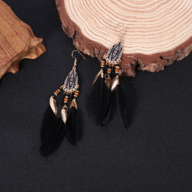 Bohemian Leaf Shaped Feather Earrings