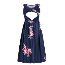 Sassy Floral Print Sleeveless Nursing Dress