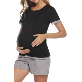 Casual Solid Short-sleeve Nursing Pajamas