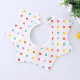 1-piece Colorful Babe Cartoon Print Rotatable Cotton Bibs