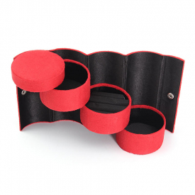 Vintage Velvet 3 Layers Round Jewelry Storage Gift Box For Earrings Ring Necklace
