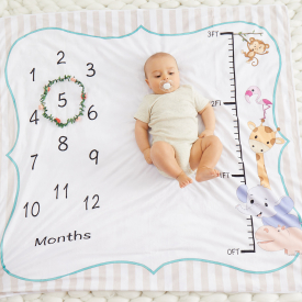 Cartoon Print Baby Flannel Milestone Blanket