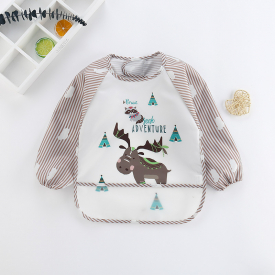 New Cartoon Fox Giraffe Baby Bibs Waterproof Infant Eating Long Sleeve Apron Baby Self Feeding Bib Baby Cloth