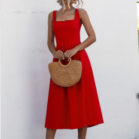 Pretty Sleeveless Solid Backless  Dress