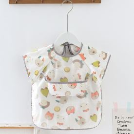 Waterproof Cute Cartoon Baby Bibs Short-sleeve Apron Children Feeding Smock Bib Adjustable Burp Clothes