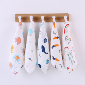 5 pcs Cartoon Soft Baby Burp Cotton Gauze Bibs Burp Cloths Saliva Towel Feeding Bips