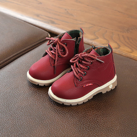 Toddler / Kid Solid Plaid Lace-up Leather Boots