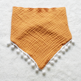 Double Layer Cotton Baby Burp Lace Tassel Cartoon Triangular Bip Toddler Saliva Towel Feeding Scarf