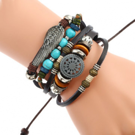 Punk Multilayer Leather Beads Bracelet