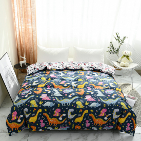 Cartoon Dinosuar Printed Quilts Summer Thin Air-conditioned Comforter Queen Size Colcha Duvets Single Bed