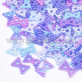 Rainbow ABS Plastic Imitation Pearl Links, Gradient Mermaid Pearl, Bowknot, Mixed Color, 12x9x2mm, Hole: 1.8mm; about 1000pcs/bag