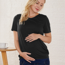 Casual Solid Short-sleeve Nursing Tee