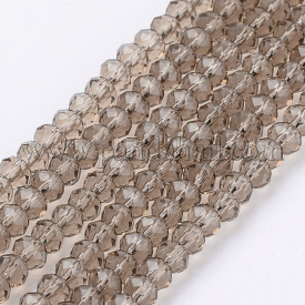 Transparent Glass Beads Strands, Faceted, Rondelle, Gray, 3x2mm; Hole: 0.5mm; about 193~195pcs/strand, 16.7″