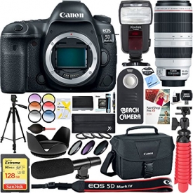 Canon EOS 5D Mark IV 30.4 MP Digital SLR Camera with EF 100-400mm IS II USM Lens + 128GB SDXC Memory Card & Microphone Deluxe Filter Bundle