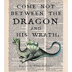 Dragon Art, King Lear Shakespeare Quote, Dictionary Page Art Print, 8×11 UNFRAMED