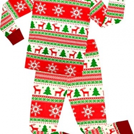 shelry Girls and Boys Santa Christmas Pajamas Children Cotton Clothes Kids PJS Size 5 Years