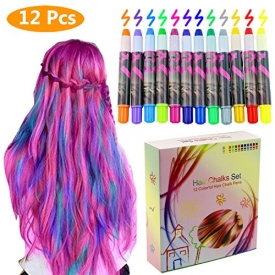 Philonext 12 Color Temporary Hair Chalk Gift Set for Kids, Colorful Hair Chalk Pens, Temporary Non-Toxic Portable Hair Coloring Chalk for Girls, Great Christmas Birthday Gifts Present for Girls