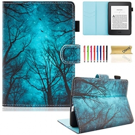 Kindle Paperwhite Case, Dteck Flip Folio Cute Cartoon Smart Stand Case with [Auto Sleep/Wake] Synthetic Leather Magentic Wallet Cover for Amazon Kindle Paperwhite-Forest Night