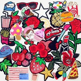 Dandan DIY 36pcs Random Assorted Styles Kid Embroidered Patch Sew On/Iron On Patch Applique Clothes Dress Plant Hat Jeans Sewing Flowers Applique Diy Accessory