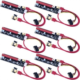 Mailiya 6-Pack PCIe Riser Mining Card PCI-E 16x to 1x Powered Riser Adapter Card w/ 60cm USB 3.0 Extension Cable & MOLEX to SATA Power Cable – GPU Riser Adapter Extender Cable – Ethereum Mining ETH