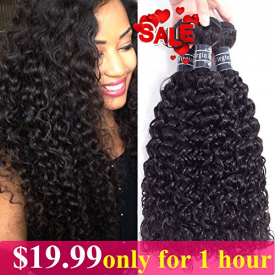 Amella Hair 10A Brazilian Virgin Curly Hair 3 Bundles Hair Extensions Brazilian Kinkys Curly Hair Remy Human Hair Weave Natural Color (12 14 16)