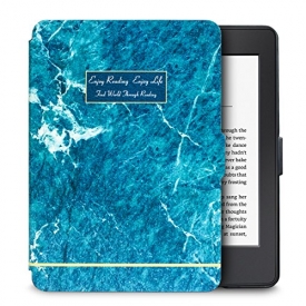 WALNEW Amazon Kindle Paperwhite Case Lightest and Thinnest Premium Leather Smart Protective Cover for Kindle Paperwhite with Auto Wake/Sleep Function, Blue Marble
