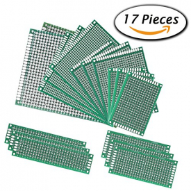 Paxcoo 17 Pcs Double Sided PCB Board Prototype Kit for DIY, 6 Sizes
