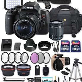 Canon EOS Rebel T6i 24.2 MP DSLR Camera with Canon EF-S 18-55mm f/3.5-5.6 IS STM Lens + 32GB & 16GB Memory Cards + Professional Kit + Accessory Bundle (Professional Video Kit)