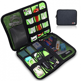 BUBM Portable Universal Electronics Accessories Organizer,Travel Gear Organizer for Phones, USB Cables,Power Banks, Cameras,Hard Disk and Etc.by SENHAI(Large,Black)